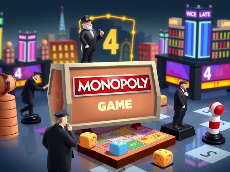 Screenshot of Monopoly IO gameplay showing a crowded board and player avatars