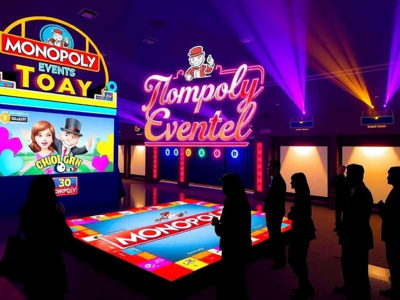 Monopoly GO game board with event notifications and dice flying