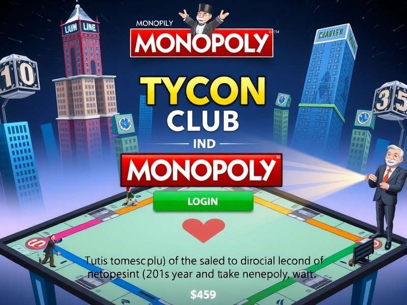 Monopoly GO Tycoon Club login interface showing the login button and options