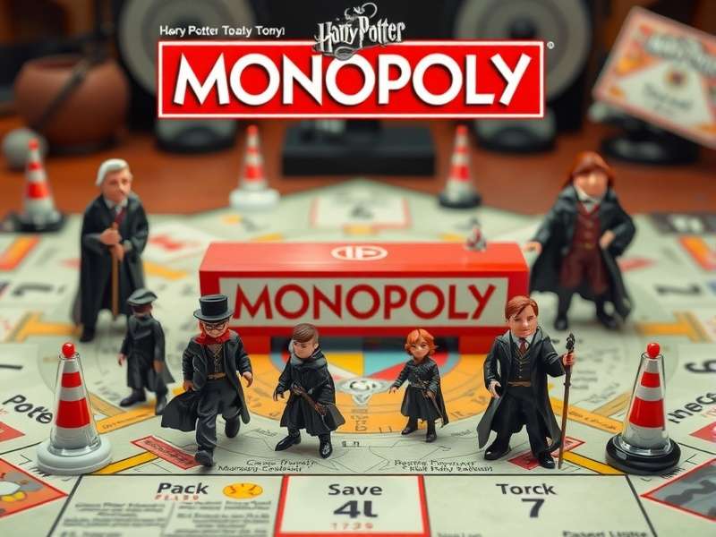Monopoly Harry Potter board game set with magical pieces and cards