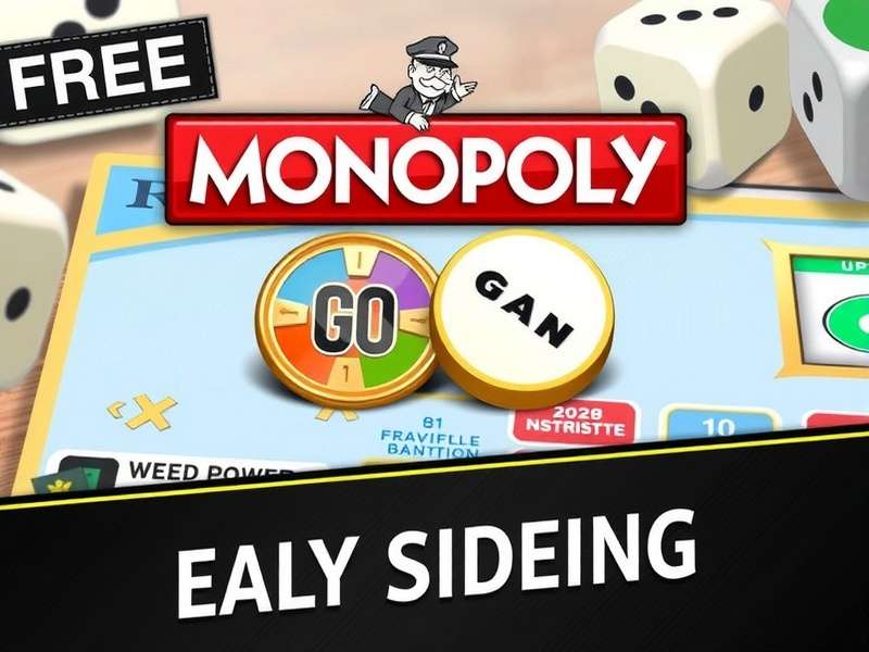 Monopoly GO game board with dice and properties