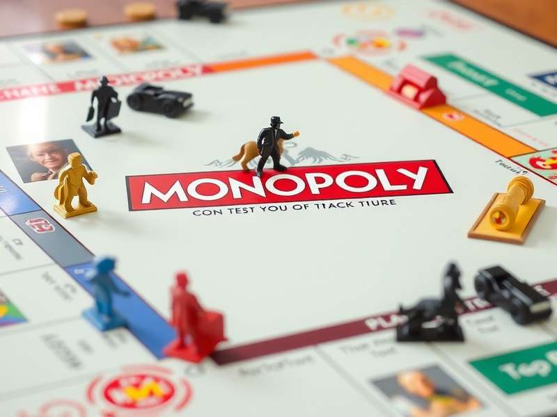 Vibrant Monopoly GO gameplay screen showing dice rolls, colorful boards, and property builds