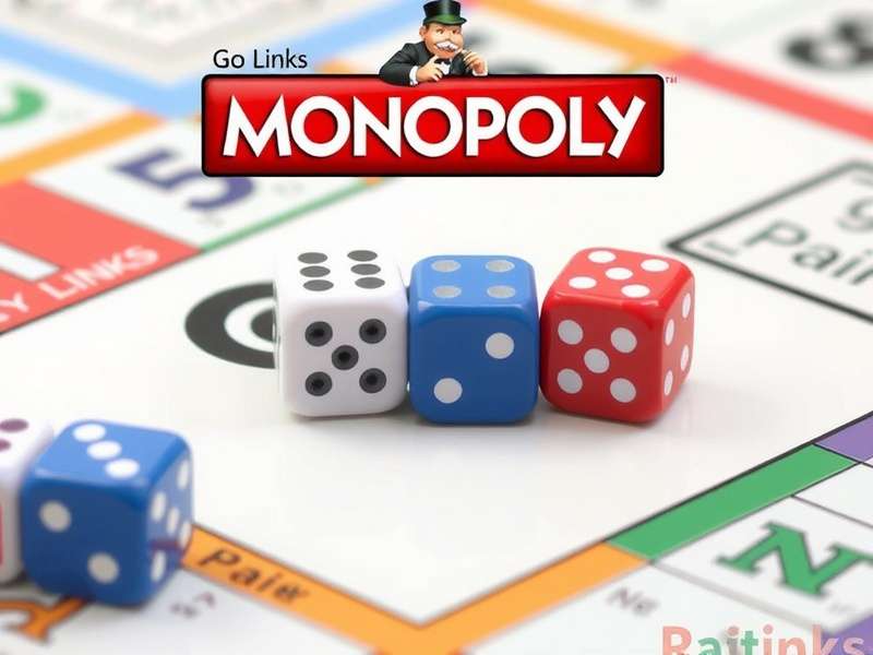 A collage showing Monopoly GO gameplay, dice links on social media, and reward pop-ups