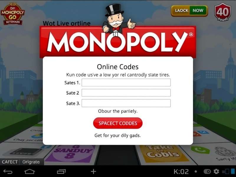 Monopoly GO Codes Redemption Screen Interface