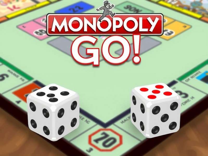 Monopoly Go free dice rolls banner showing dice and game board