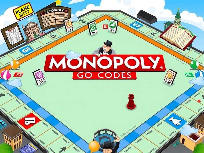 Monopoly GO game board with free dice codes and rewards interface