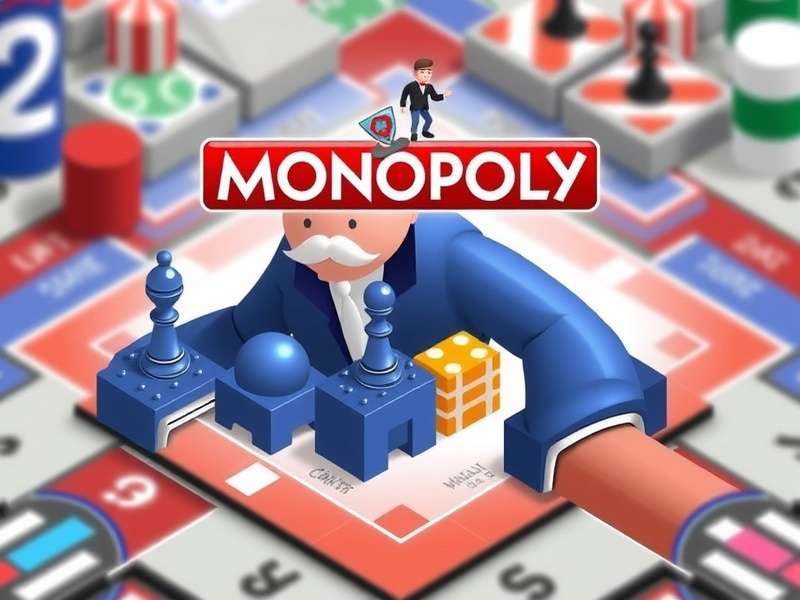 Monopoly GO running on Bluestacks emulator on a desktop computer with a vibrant game board